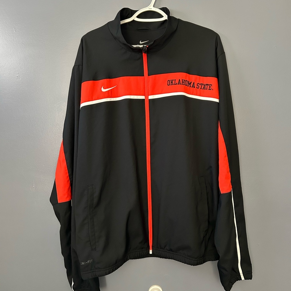 Nike Men's Oklahoma State Black and Orange Full Zip Windbreaker Jacket